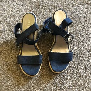 Blue jean wedge heel